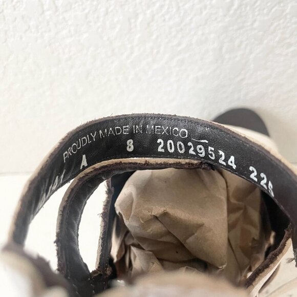 Lane Boots BECCA Wedges Womens 8 Western Cowgirl White Wooden Heeled Sandals - Picture 9 of 11